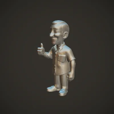 Man giving thumbs up gesture. smooth edges, simple geometry, game-ready, character.