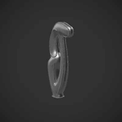 Abstract vase-like sculpture with curved top. smooth edges, complex geometry.
