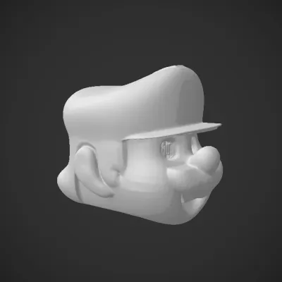 Luigi mask from Super Mario series. smooth edges, simple geometry, game-ready, character, symmetric geometry.