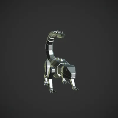 Futuristic robotic lizard with glowing eyes. sharp edges, complex geometry, game-ready, character, symmetric geometry.