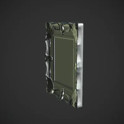 ornate golden picture frame. complex geometry, sharp edges, symmetric geometry.