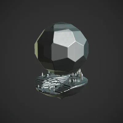 Futuristic city inside geodesic dome. sharp edges, complex geometry, game-ready, symmetric geometry.