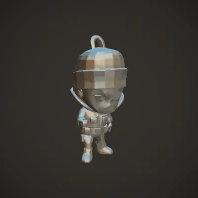 Cartoon soldier character figurine. smooth edges, complex geometry, game-ready, character.