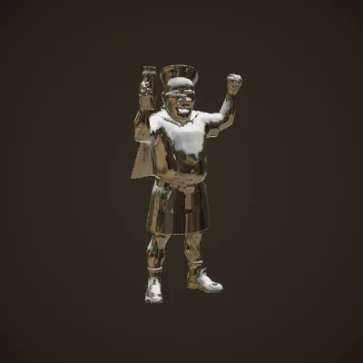 Person in Scottish attire holding a can. complex geometry, character.