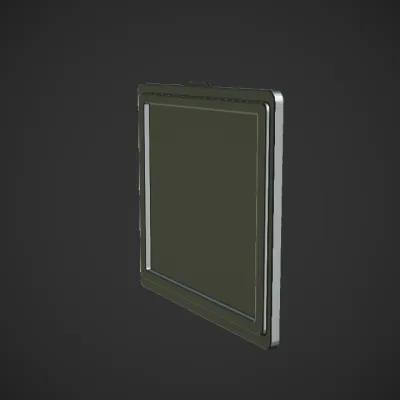 black square HEVO device panel. sharp edges, simple geometry, symmetric geometry.