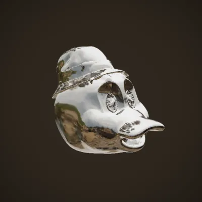 Duck cartoon mask with a hat. smooth edges, complex geometry, character, symmetric geometry.