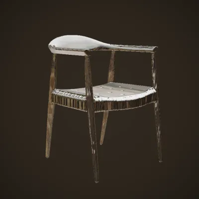 wooden chair with curved backrest. smooth edges, simple geometry.