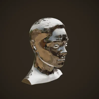 Front view of a human head and shoulders. smooth edges, simple geometry, character, symmetric geometry.