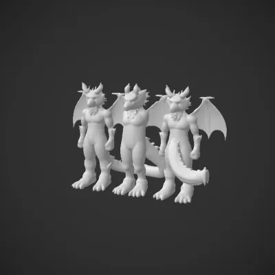 Anthropomorphic dragon character with blue and white colors. complex geometry, game-ready, character, symmetric geometry.