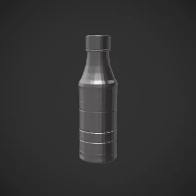 Plastic water bottle with black cap. simple geometry, sharp edges, game-ready, symmetric geometry.