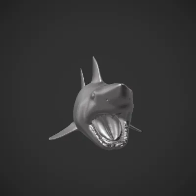 Open-mouthed great white shark. sharp edges, complex geometry, game-ready, symmetric geometry.