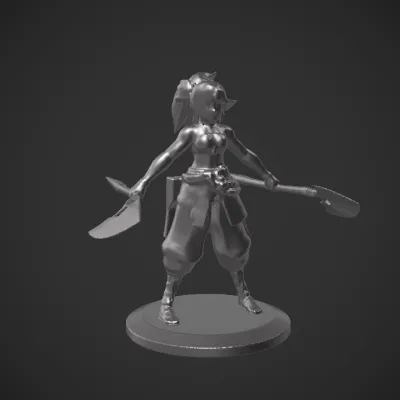 Female ninja warrior with blades. sharp edges, complex geometry, game-ready, character.