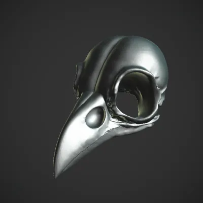 bird skull with large eye sockets. smooth edges, complex geometry, symmetric geometry.