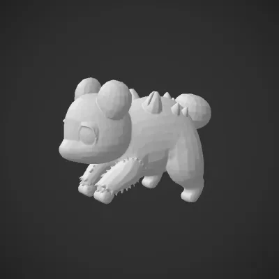 Cute green bear-like cartoon creature. smooth edges, simple geometry, game-ready, character, symmetric geometry.