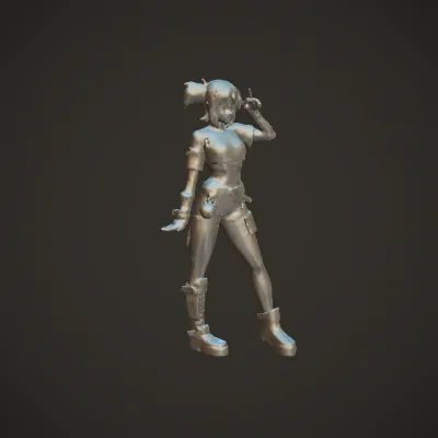 cosplay girl in pink and white costume. complex geometry, sharp edges, character.