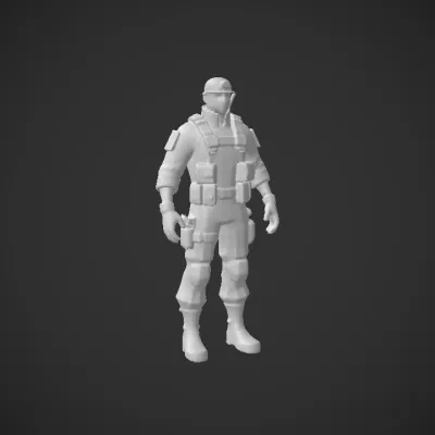 Male soldier in tactical gear. sharp edges, complex geometry, game-ready, character.