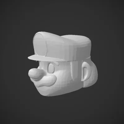 Luigi's head from Mario series, side view. smooth edges, complex geometry, game-ready, character.