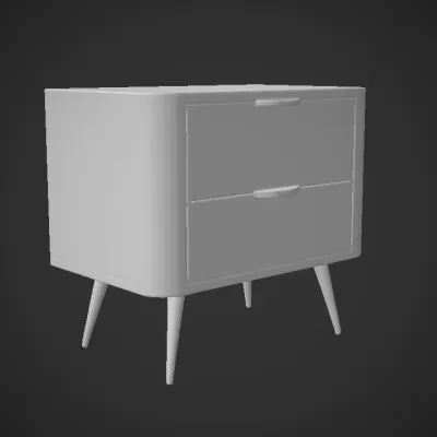 modern black nightstand with two drawers. smooth edges, simple geometry, symmetric geometry.
