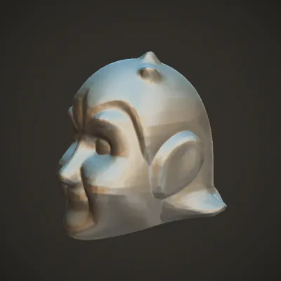 ceramic head with large ear. simple geometry, character.