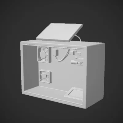 Solar-powered electronic control box with components. smooth edges, simple geometry, symmetric geometry.