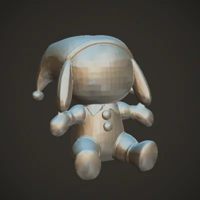 Jester plush toy, colorful and cute. smooth edges, simple geometry, character, symmetric geometry.