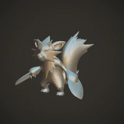 Cartoonish animal-like creature with spiky features. sharp edges, complex geometry, game-ready, character, symmetric geometry.