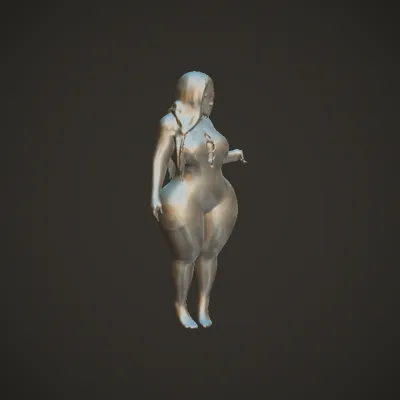 woman in green cut-out bodysuit. smooth edges, complex geometry, character.