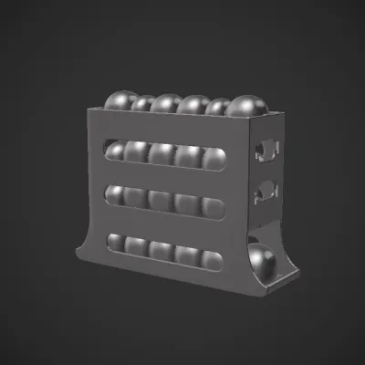 Egg storage rack holding brown eggs. smooth edges, simple geometry, symmetric geometry.