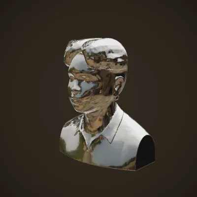 Young man in collared shirt. smooth edges, complex geometry, character, symmetric geometry.