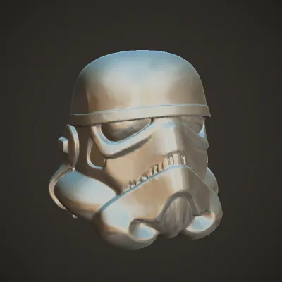 Stormtrooper helmet model. smooth edges, complex geometry, symmetric geometry.