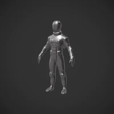 Person wearing futuristic spacesuit. complex geometry, game-ready, smooth edges, character, symmetric geometry.
