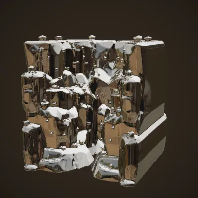 Artificial rock climbing wall with holds. sharp edges, complex geometry, game-ready.