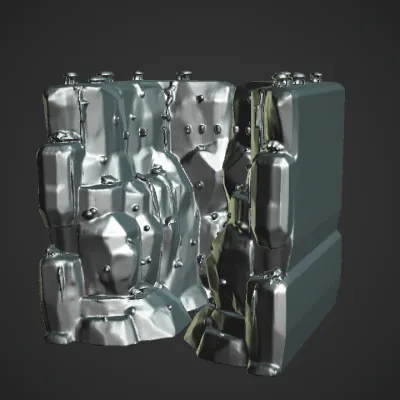 artificial climbing wall with plants and holds. sharp edges, complex geometry, game-ready.