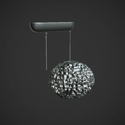 White sculptural pendant lamp shade. complex geometry.