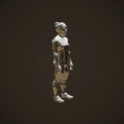 female soccer player standing. smooth edges, complex geometry, character.