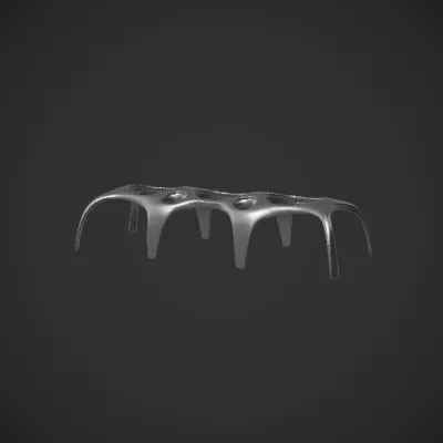 Metallic arch structure with smooth curves. smooth edges, simple geometry, symmetric geometry.