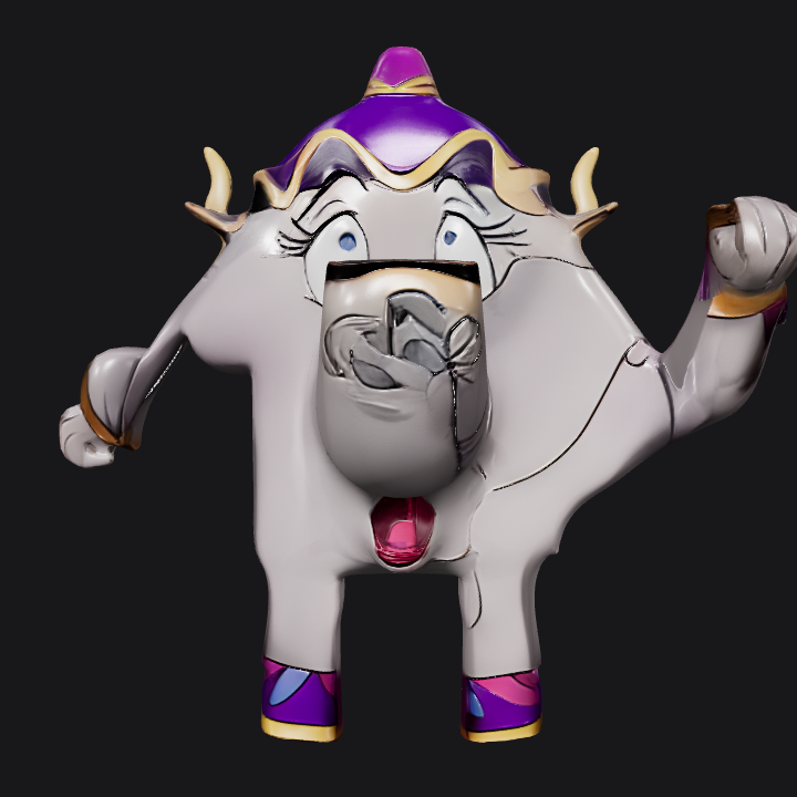 Animated teapot character from a cartoon. smooth edges, complex geometry, character.