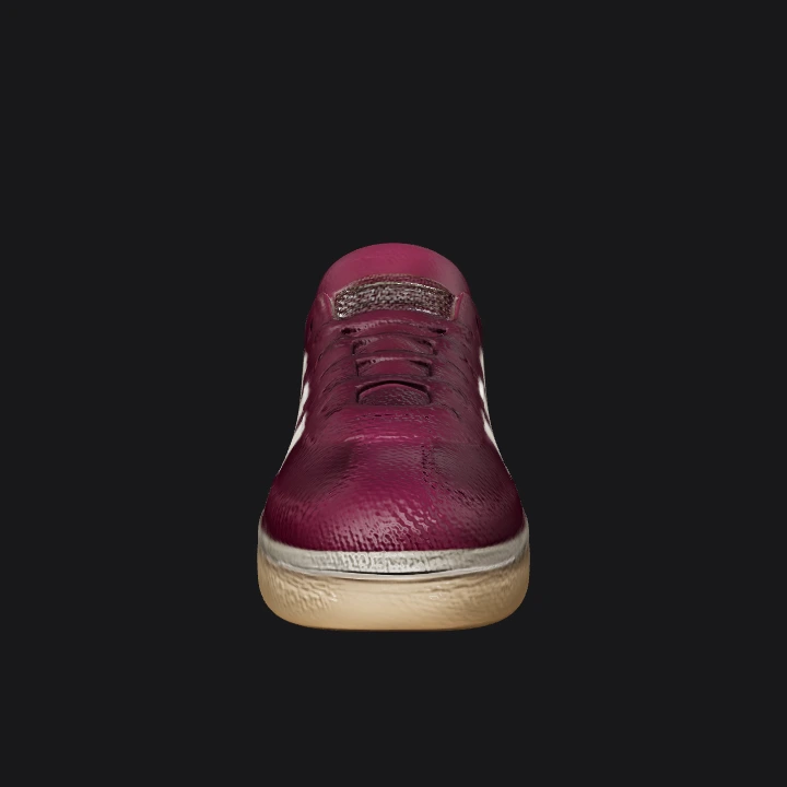A maroon Adidas sneaker shoe. smooth edges, complex geometry, game-ready.