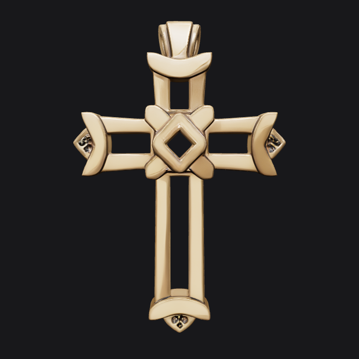Decorative cross with geometric accents. sharp edges, simple geometry, symmetric geometry.