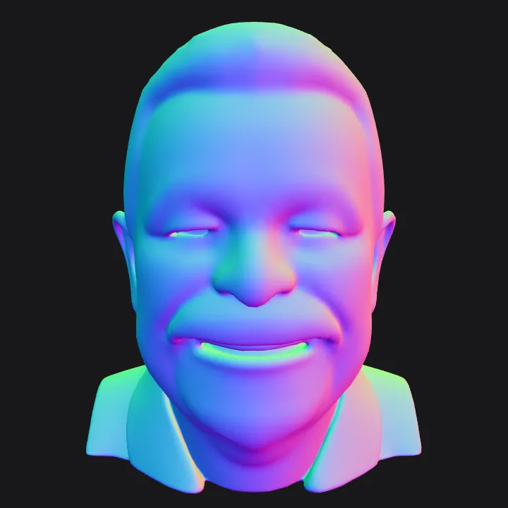 Adult male with facial hair. complex geometry, smooth edges, character.