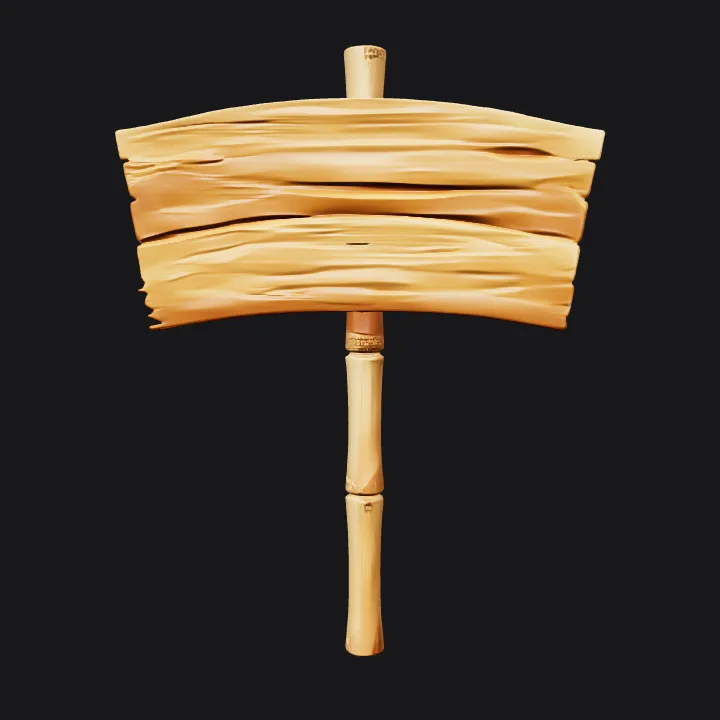 Wooden signboard with two planks. sharp edges, simple geometry, game-ready.