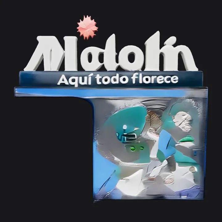 Outdoor Medellín sign with flower decoration. sharp edges, complex geometry, game-ready.