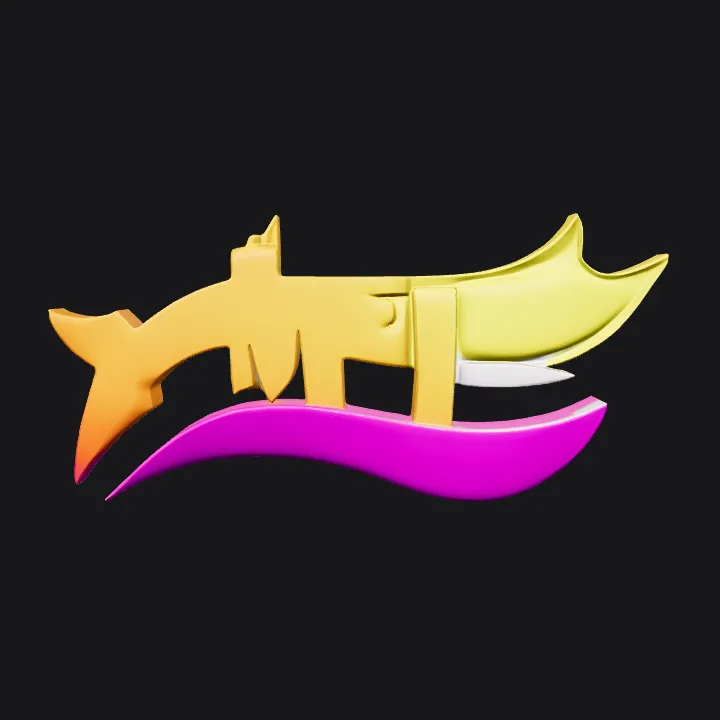 colorful abstract fox logo. sharp edges, smooth edges, simple geometry.