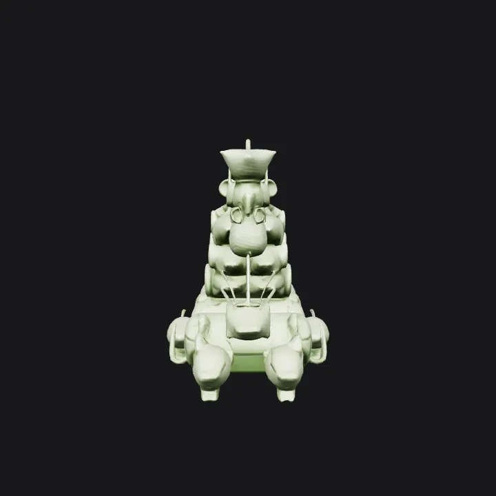 Mouse-themed chariot scene with multiple mice. smooth edges, complex geometry, character.