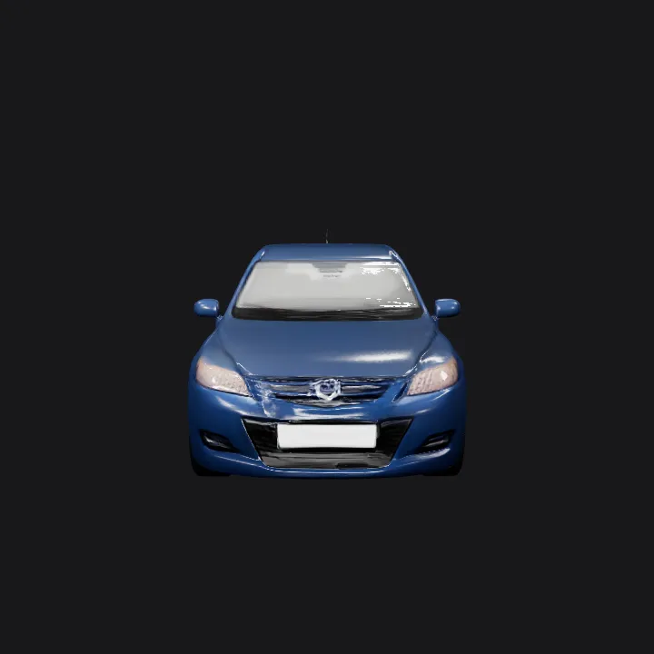 Blue Mazda hatchback car. smooth edges, complex geometry, game-ready.