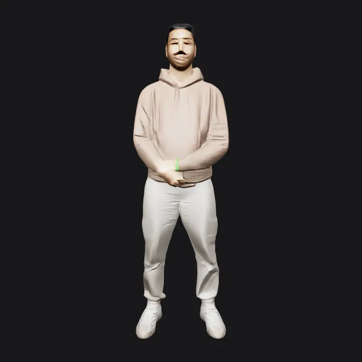 Standing person in casual clothing. smooth edges, complex geometry, character.