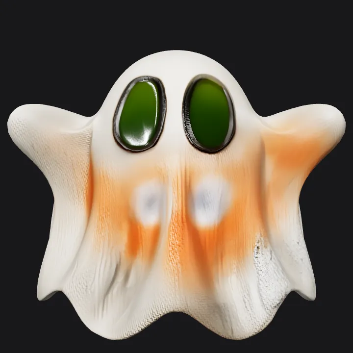 cartoon ghost under white sheet. smooth edges, simple geometry, character, symmetric geometry.