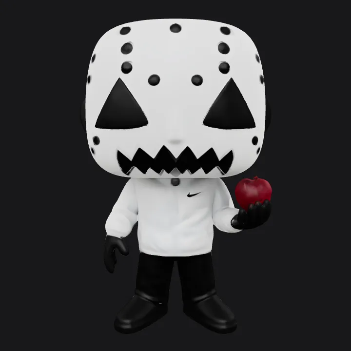 Cartoon figure holding a red heart. smooth edges, simple geometry, game-ready, character.