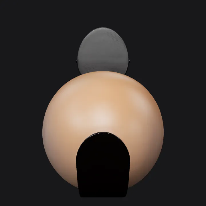 Modern wall lamp with round light. smooth edges, simple geometry, symmetric geometry.