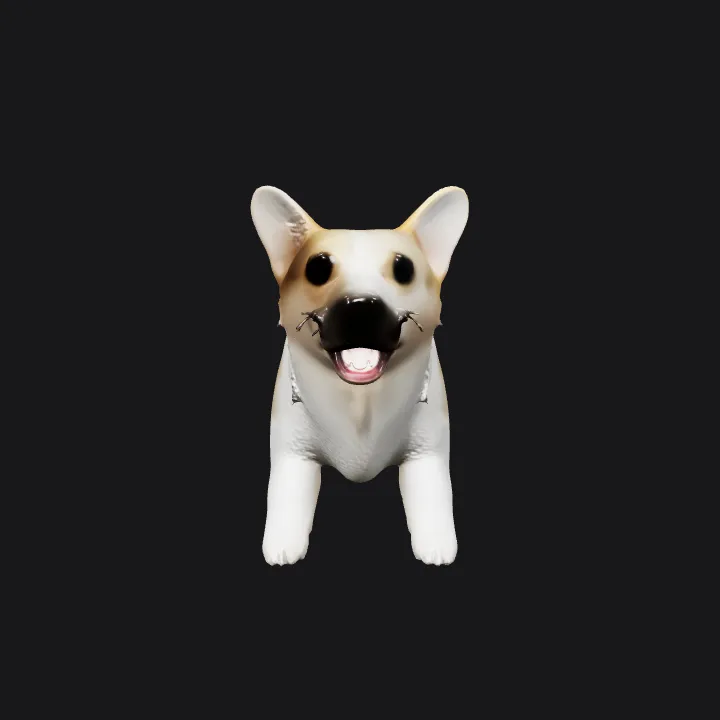dog, likely a corgi breed. smooth edges, complex geometry, character.